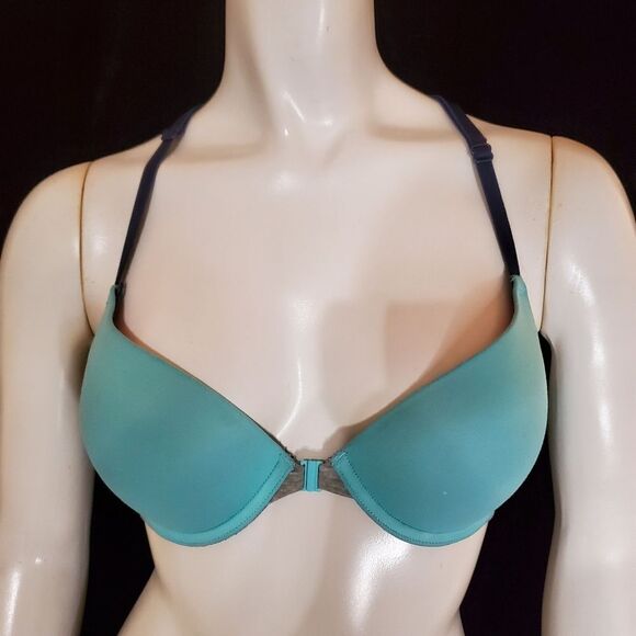 Pink Victoria's Secret Wear Everywhere Blue & Gray Push-Up Bra (32C) - Picture 2 of 5